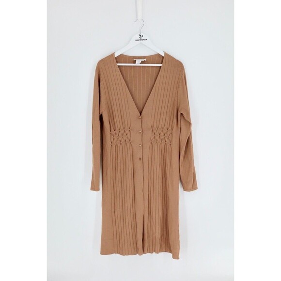 Coldwater Creek Women Size Medium Brown Knit Button Sweater Dress - Picture 1 of 9